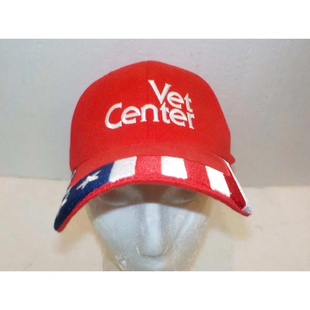 Vet Center Marine Veteran Embroidered Red White & Blue Stars & Stripes Hat Cap